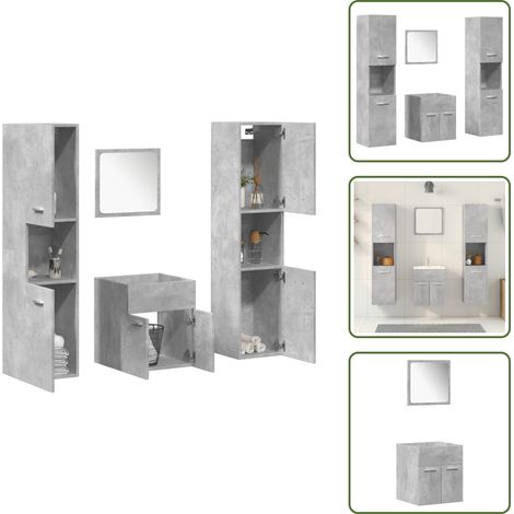 vidaXL 4-tlg. Badmöbel-Set Betongrau Holzwerkstoff (1/5)