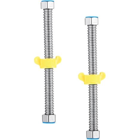Tuyau Flexible Ondulé en Acier Inoxydable 1/2 Pouce 2 Pièces à la Corrosion Conduit d'Eau pour Chauffe-Eau Solide et Sûr Accessoire de Plomberie (1/5)