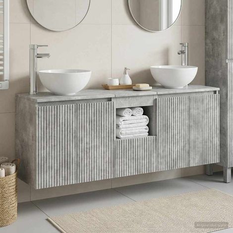 vidaXL Bathroom Cabinet Set 3 pcs Concrete Grey 129 x 41 x 80 cm (1/5)