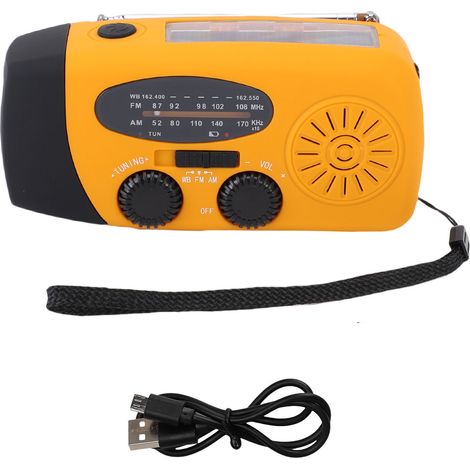 Toivize AM/FM/NOAA-Solarradio für Notfälle, kompaktes oranges ABS-Handkurbelradio mit SOS-LED und USB-Smartphone-Ladegerät (1/5)