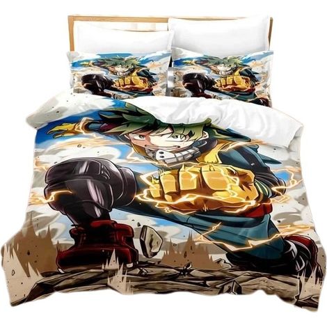 Parure de lit My Hero Academia, en microfibre, du 1 place au king size, style kawaii anime, 260 x 220 cm (1/2)