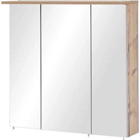 Schildmeyer Armadietto a Specchio 127263, Decoro in Abete Rosso Argentato, 70,5 x 16 x 72,3 cm (1/4)