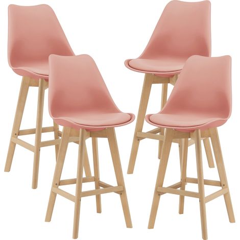 Set di 4 sgabelli da bar in faggio plastica sintetica 105x48x58 cm rosa 030008721