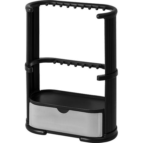 Schmuckständer, 22,2 x 10,8 x 29,6 cm, dreistöckig, zur Aufbewahrung von Halsketten, Kommode/Kleiderschrank, schwarz (1/3)