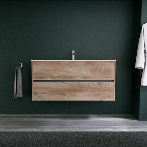 Inda - Meuble de salle de bain 2 tiroirs L.120 avec vasque mat / (1/5)