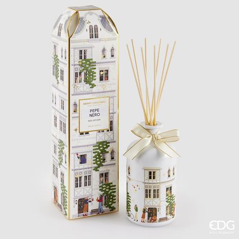 EDG Enzo De Gasperi Profumatore Bottiglia di Natale Rue de Rivoli 500 Ml H 35 Cm Black Pepper Bianco (1/2)