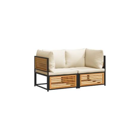 Salon de jardin avec coussins 2 pcs bois massif acacia (1/5)