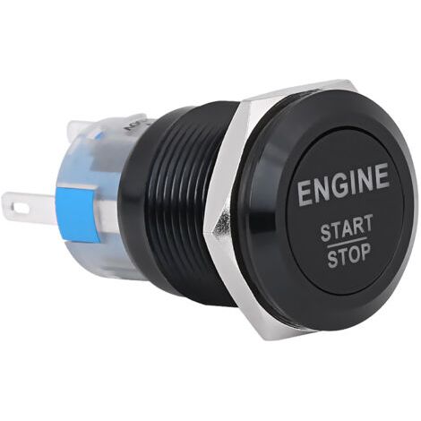 DEESSE SHOP-Fydun Moteur de Voiture Démarrer le Bouton-poussoir Interrupteur LED Visibilité Nocturne Ajustement Universel (Alliage en aluminium de zinc noir) (1/5)