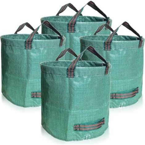 Lot de 4 sacs de jardinage - Sacs à déchets verts de 500 L avec fond renforcé - Sacs de jardinage robustes, poubelles réutilisables, pour gazon, feuilles, déchets verts (500 l (lot de (1/5)