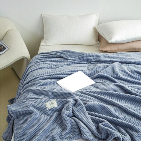 Couverture Rafraîchissante Jacquard Laitue pour Été - Duvet Froid 180x200cm Bleu pour Canapé, Bureau ou Sieste (1/5)
