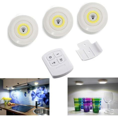 Set of 3 COB LED lamps with remote control, spotlight and timer (1/4)
