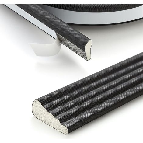 Selbstklebendes schwarzes Dichtungsband für Türen und Fenster, 5 m, Zugluftstopper, Schalldämmung, für Türrahmen (1/4)