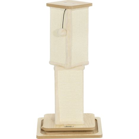 Arbre à chat 3 en 1 avec parcours de jeu, balle, sisal, jusqu'à 5 kg, 34 x 34 x 67 cm, chêne/crème (1/5)