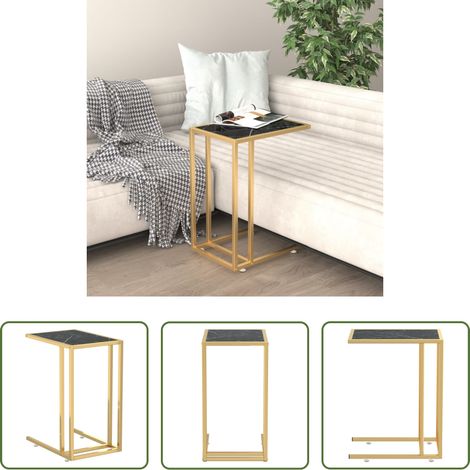 Beistelltisch -  Computer-Beistelltisch Schwarz Marmor 50x35x65 cm Hartglas