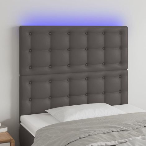 Cabecero con luces LED cuero sintético gris 80x5x118/128 cm vidaXL