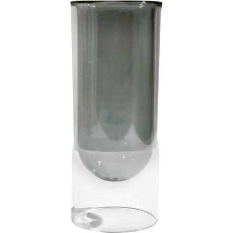 Jarrón hidropónico de alta calidad para plantas – Diseño moderno fabricado en vidrio transparente para aromaterapia y decoración (Gris, 6,5 x 16 cm) (1/5)