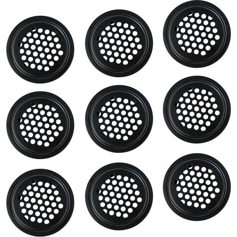 10 x Black Ventilation Grille Cover 29 mm Stainless Steel Mesh Ventilation Cover for Cabinets, Bookcases, Shoe Cabinets (1/5)