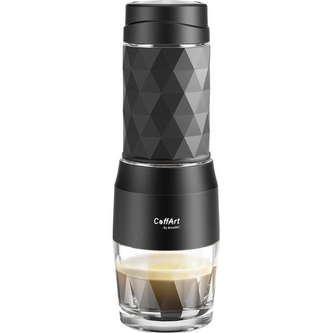 Cafetera espresso portátil, funcionamiento manual, opciones de preparación versátiles. (1/2)