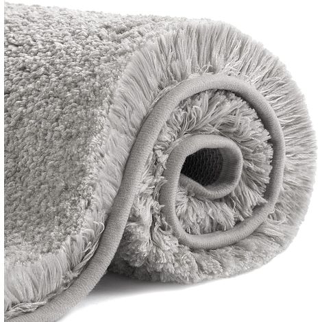 Tapis de Bain Antidérapant Tapis Salle de Bain Épaissi Tapis Sortie de Douche Absorbant Tapis de Sol Ultra Doux en Microfibre, Séchage Rapide, Lavable en Machine - 60 x 90cm (Gris Clair) (1/5)