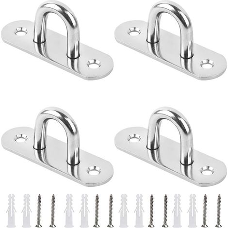 Ensemble de 4 Pontet Inox - Solides Crochet Inox Fixation Voile D'ombrage Crochets de Fixation Adaptés aux Auvents, Meubles et Décorations (1/5)