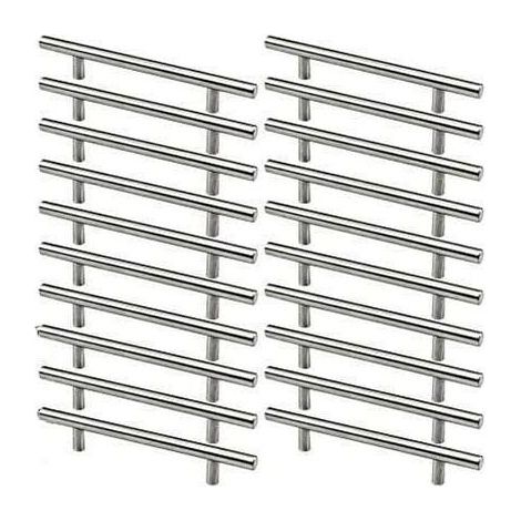 Möbelgriffe aus Edelstahl, 20 Stück, Küchenschrankgriffe, Lochabstand 128mm, aus gebürstetem T-förmigem Stahl (1/5)