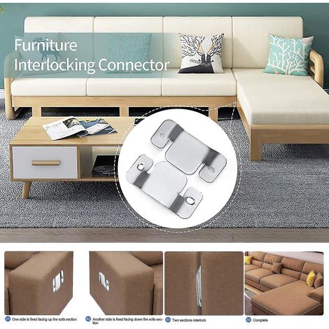 Crea – Connecteur de canapé en métal durable – Système de verrouillage sectionnel – Empêche le glissement – Lot de 2 supports (1/5)