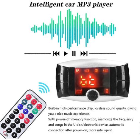 Autoradio MP3 avec transmetteur FM sans fil Bluetooth, système audio stéréo, double chargeur USB pour voiture, écran LCD et télécommande (1/5)