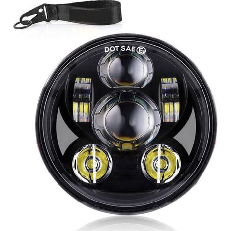 Phare de moto 12V rond LED 70W – 2 modes d'éclairage – IP67 étanche – Installation facile pour motos 5,75 pouces (1/5)