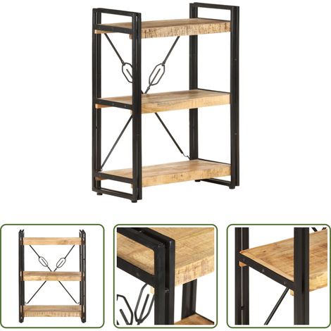 vidaXL Étagères en bois - Bibliothèque à 3 niveaux 60x30x80 cm Bois de manguier massif (1/5)