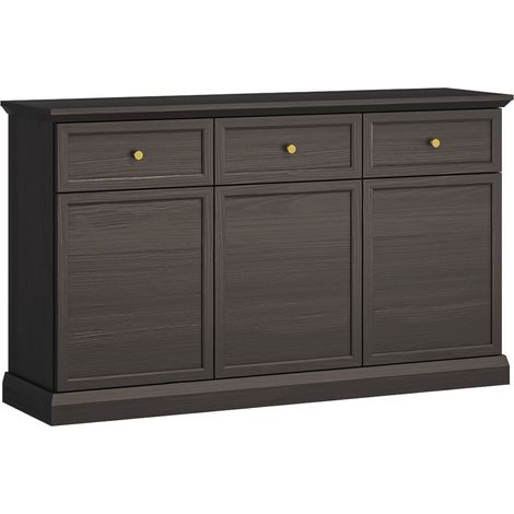 AX LIVING Kommode mit Schubladen Levantos K3TD3S – 149cm Schwarz Grafit