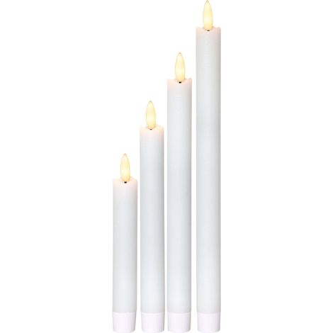 EGLO 4er Set flackernde LED Kerzen, Kerzenlicht für Kerzenleuchter mit Timer-Funktion, batteriebetriebene Wachkerzen, künstliche Stabkerzen aus Echtwachs in Weiß, warmweiß (1/4)