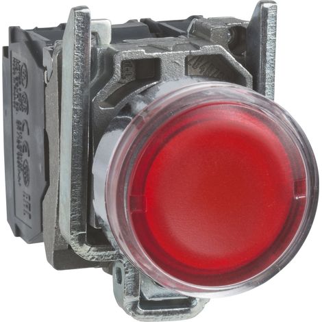 Pulsante luminoso rosso Ø22 - filoghiera ad impulso - 240V - 1NO+1NC - XB4BW34M5