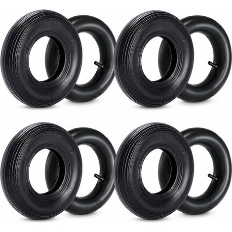Set 4x cubiertas 4x cámaras aire ruedas carretilla 4.00-8 Válvula TR13 Ruedas carretillo Jardinería (1/5)