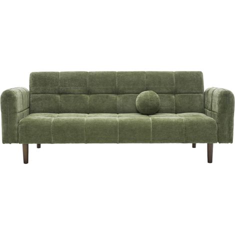 Canapé convertible 3 places en tissu chenille vert olive - Pavia (1/5)