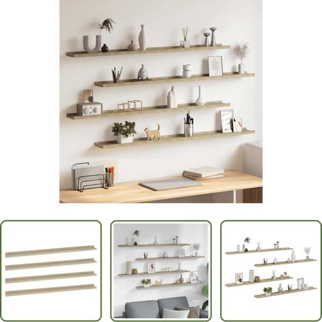 Wandregale -  Wandregale 4 Stk. Sonoma-Eiche 115x9x3 cm (1/5)
