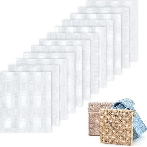 Lot de 12 grilles en plastique Maille Plaque perforée Pour sacs tricotés tapis broderies et dessous de verre (1/5)