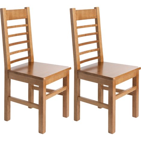 Lot de 2 chaises en hêtre chêne clair assise bois - RIPAL