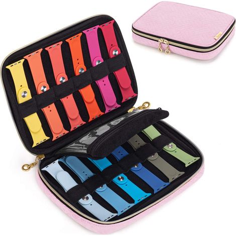 Boîte de Rangement pour Bracelets de Montre Rose Brume, Organiseur de Voyage pour 12 Bracelets Compatible Apple Watch (1/5)