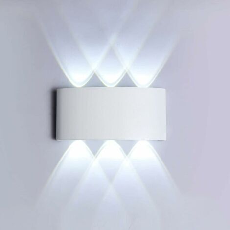 Applique Murale LED 6W, Lumière Blanche Froide 6000K, Applique Murale Étanche IP65, Chambre Couloir Salon Escalier Hôtel Bar Lumière Décorative, Blanc (1/4)