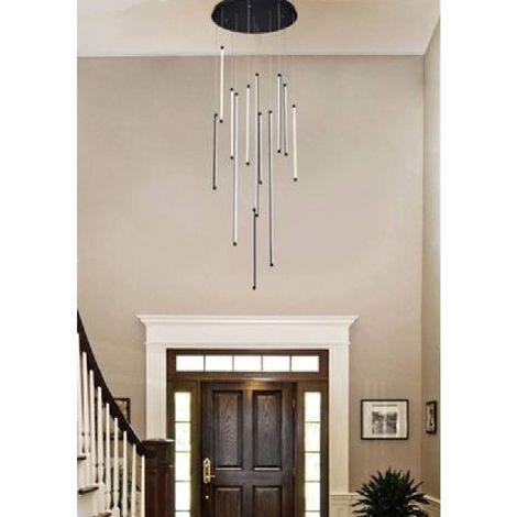 TrAdE Shop Traesio - Lampadario Sospeso 105 W Moderno Pendenti Led Nero Luce 4000k 6500k 3000k Lp-45n - -Bianco Freddo -