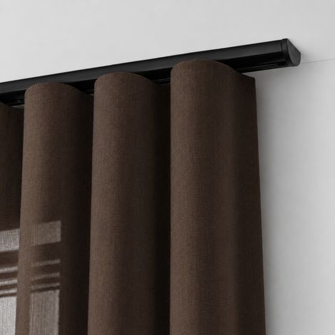 Rail à rideau wave 400 cm Noir - profil discret 1,5 cm, aluminium, pose plafond (1/4)