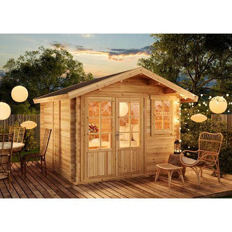 Alpholz Gartenhaus Palermo Gartenhaus aus Holz, Holzhaus mit 28 mm Wandstärke, Blockbohlenhaus mit Montagematerial (1/5)