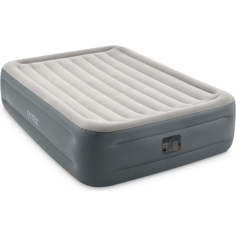 Intex – Matelas gonflable 2 places 203 x 152 x 46 cm – Flocage doux – Technologie Fiber-Tech – Gonfleur électrique intégré