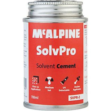 McAlpine SolvPro Solvent Cement 118ml - UV Detectable, Low VOC (1/2)