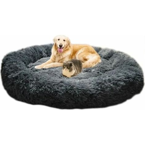 Lit Moelleux Rond Pour Chat Et Chien Extra Large Lavable Avec Coussin Corbeille et panier pour chien 50x50cm Gris (1/5)