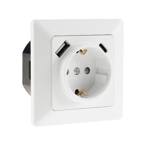 MILOS Schutzkontakt-Steckdose matt weiß 230V/16A, Unterputz USB-C/PD (1/5)