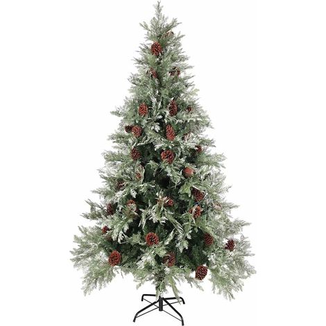 Albero di Natale  Albero natalizio  Albero festivo con Pigne Verde e Bianco 195 cm in PVC e PE (1/5)