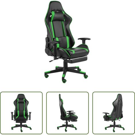 vidaXL Gamingstuhl Drehbar -  Gaming-Stuhl mit Fußstütze Drehbar Grün PVC (1/5)