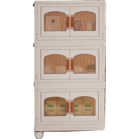 Organizador de almacenamiento, material PP y ABS, diseño de 3 niveles, móvil con ruedas, estilo minimalista, adecuado para diversos artículos. (1/5)