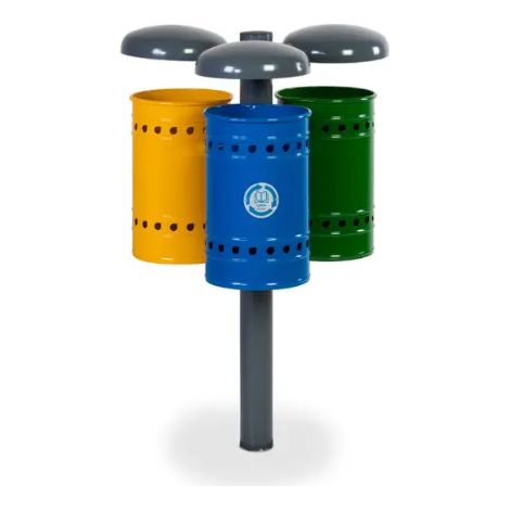 Cestino Eco-Tris Boogie 202 Giochipark acciaio zincato 3x28lt tettuccio &Oslash73x45h - Da interrare